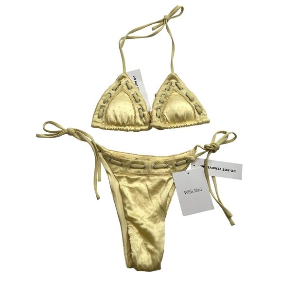 With Jean Juni Bikini Top & Bottoms in Pale Yellow - Picture 1 of 5